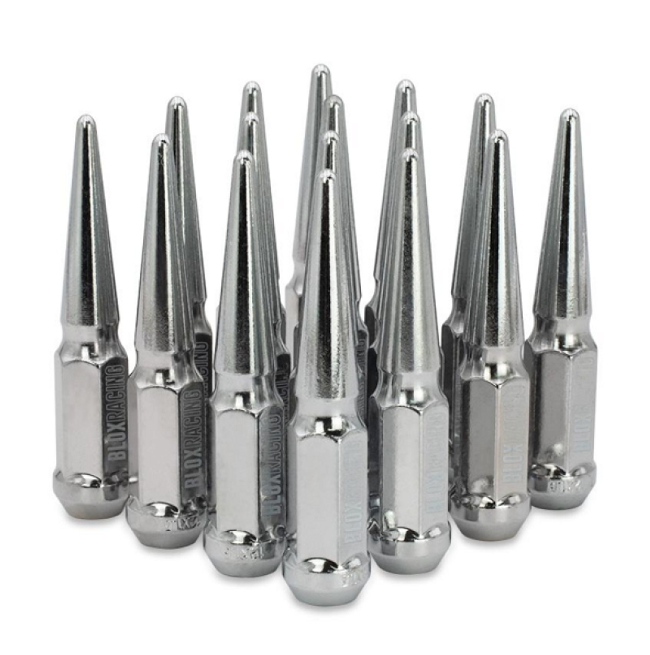 BLOX Racing Spike Forged Lug Nuts - Chrome 12 x 1.25mm - Set of 16 - BXAC-00150-16