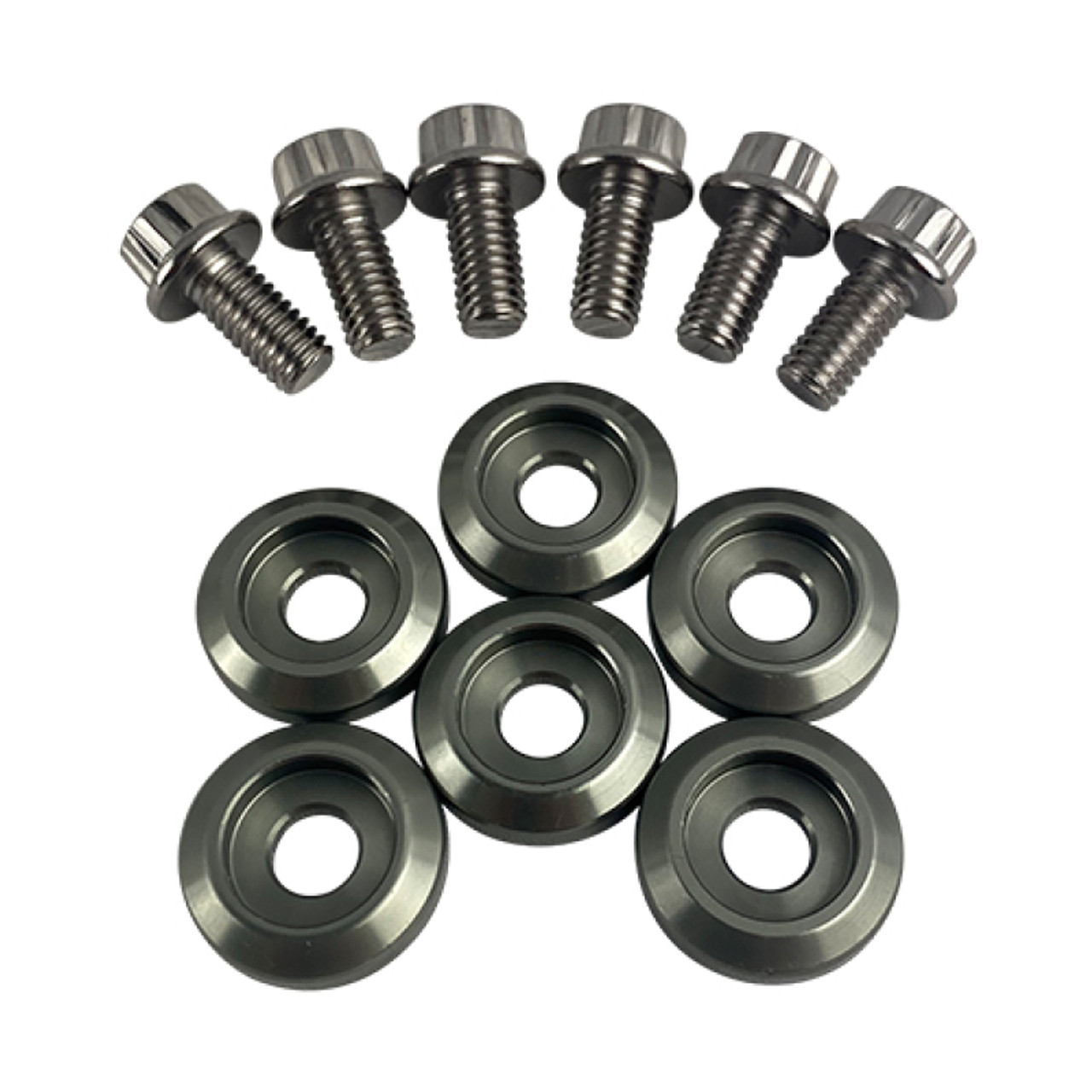 BLOX Racing New Fender Washers Kit M6 12pt - 6pc Large Diameter Gun Metal - BXAC-00311-GM