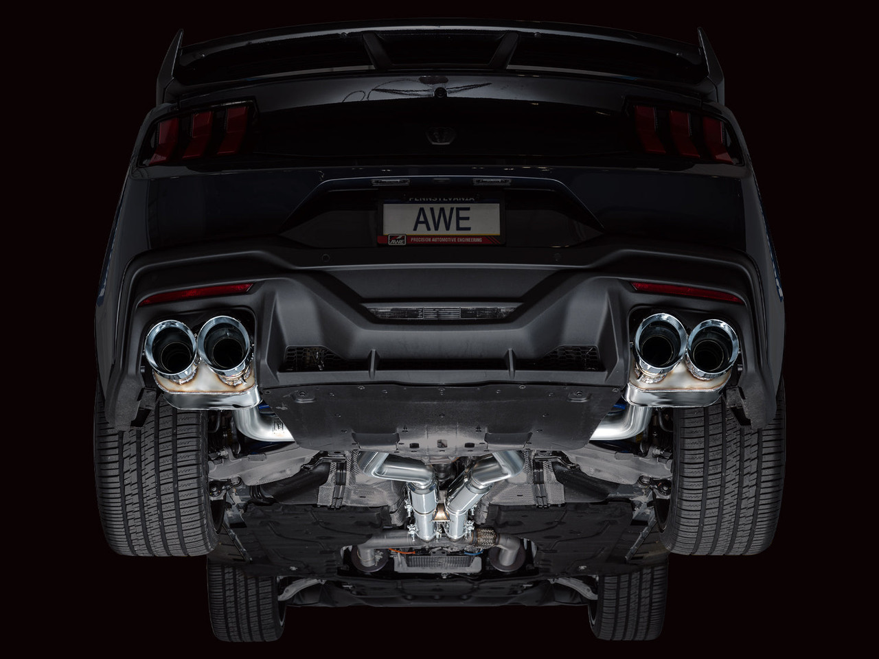 AWE SwitchPath Catback Exhaust - Quad Chrome Tips - 2024+ S650 Mustang Dark Horse