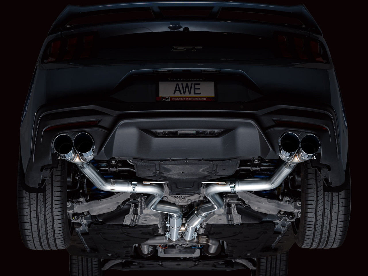 AWE Track Edition Catback Exhaust - Quad Chrome Tips - 2024+ S650 Mustang GT