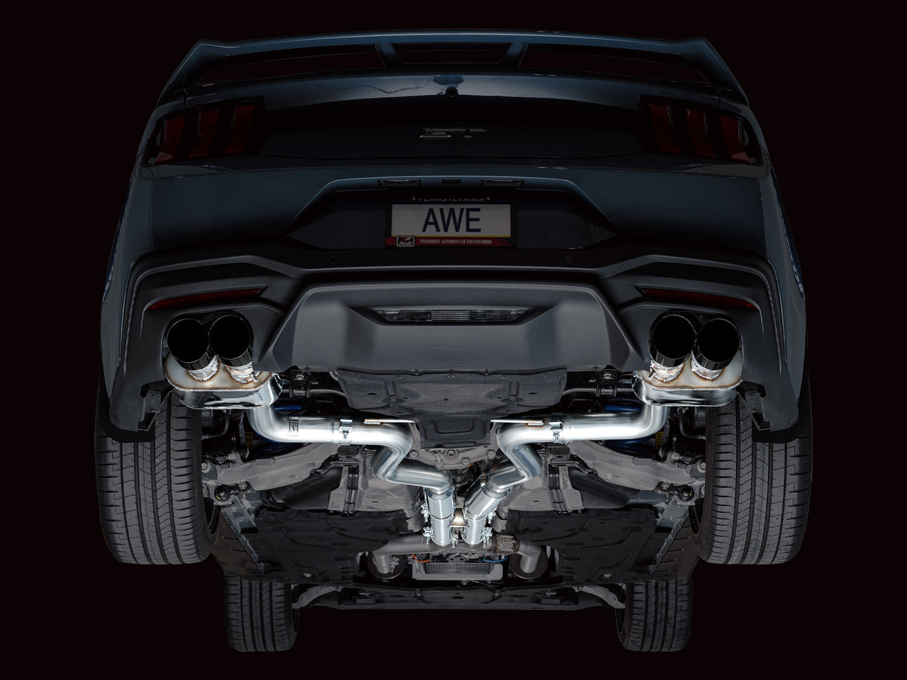 AWE SwitchPath Catback Exhaust - Quad Diamond Black Tips - 2024+ S650 Mustang GT