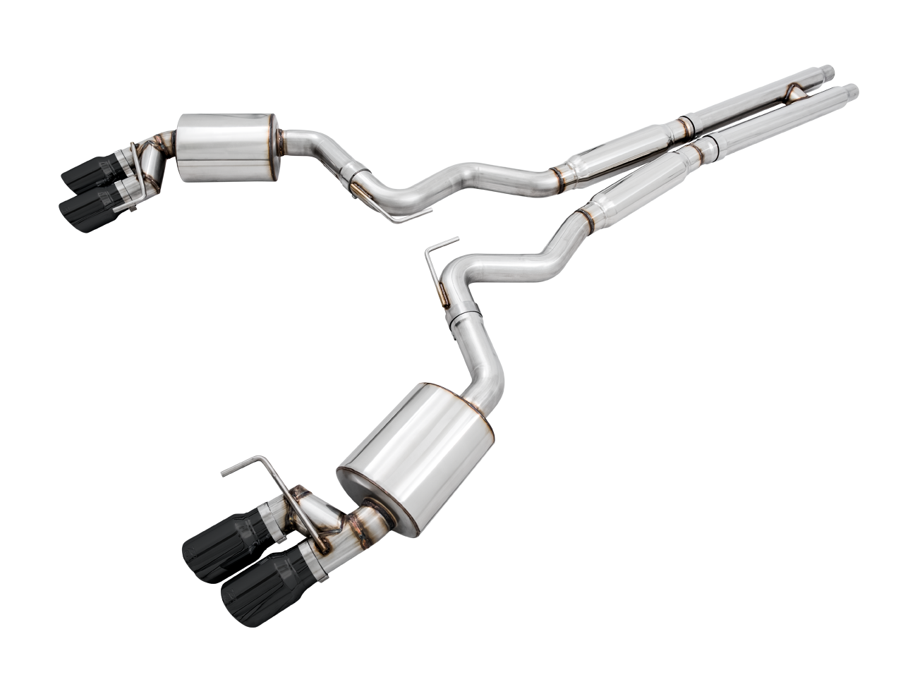 AWE Touring Edition Catback Exhaust - Quad Diamond Black Tips - 18-23 S550 Mustang GT