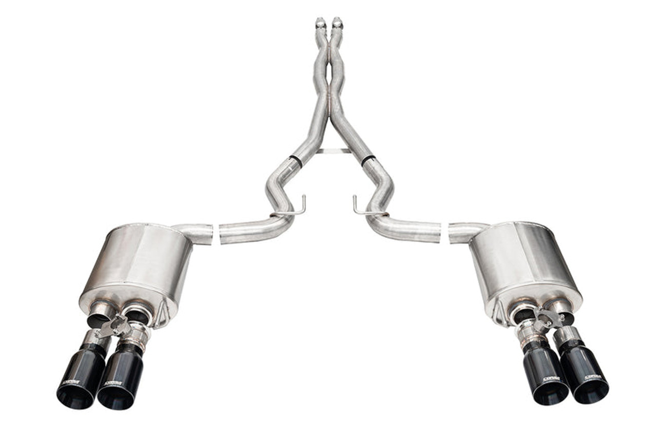 Corsa Xtreme Valved Catback Exhaust / Straight Cut Black PVD Tips - 2024+ S650 Mustang GT