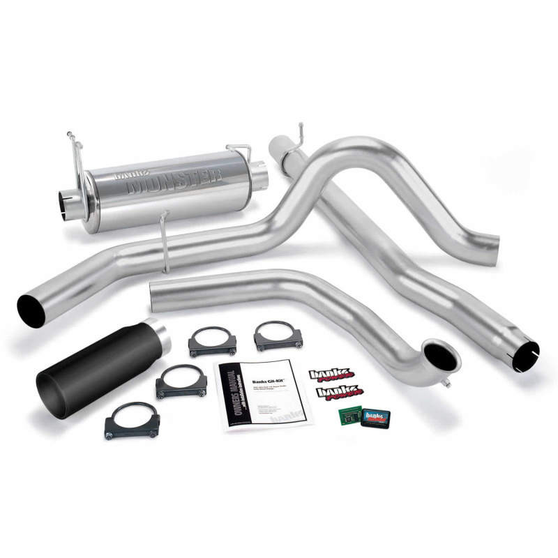 Banks Power 01-03 Ford 7.3L w/Cat Conv Git-Kit - SS Single Exhaust w/ Black Tip - 47513-B