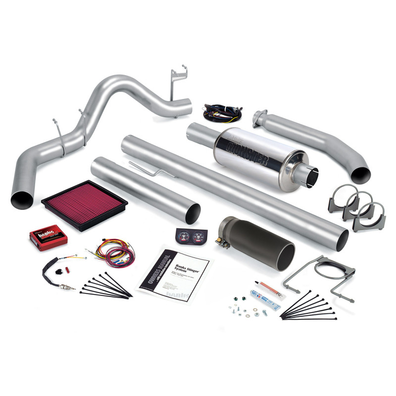 Banks Power 01 Dodge 5.9L 235Hp Ext Cab Stinger System - SS Single Exhaust w/ Black Tip - 49369-B