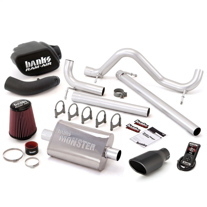 Banks Power 07-11 Jeep 3.8L Wrangler - 4dr Stinger Sys w/ AutoMind - SS Single Exhaust w/ Black Tip - 51341-B