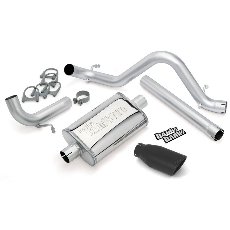Banks Power 12-15 Jeep 3.6L Wrangler Unlimited - 4dr Monster Exh Sys - SS Single Exh w/ Black Tip - 51343-B