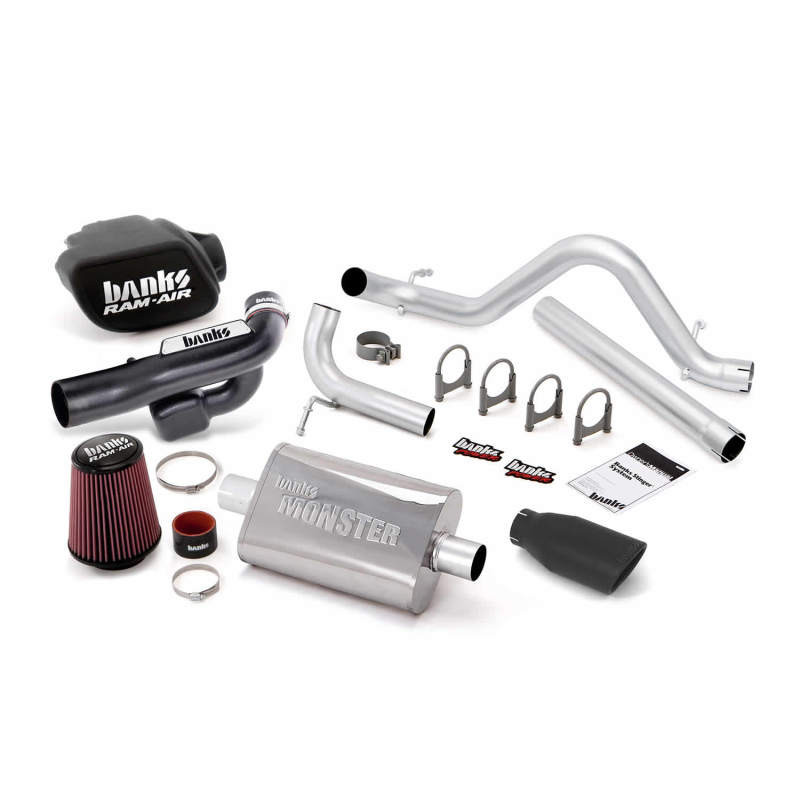Banks Power 12-15 Jeep 3.6L Wrangler (All) 4dr Stinger Sys (no AutoMind) - SS Single Exh w/ Blk Tip - 51345-B