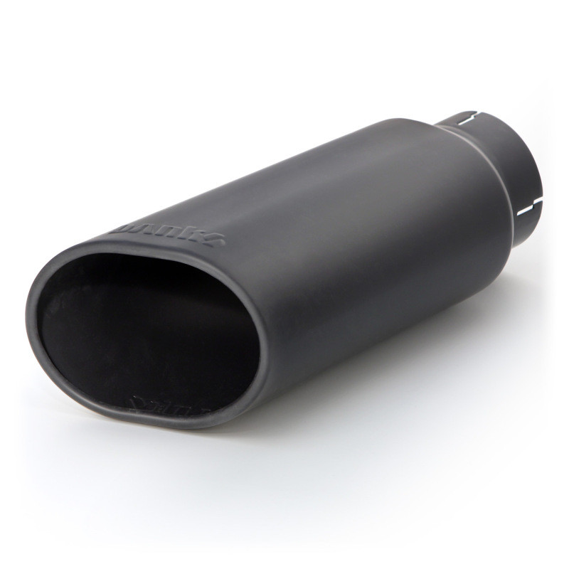 Banks Power Tailpipe Tip Kit - SS Obround Slash Cut - Black - 3.5in Tube - 4.38in X 5.25in X 13.38in - 52919