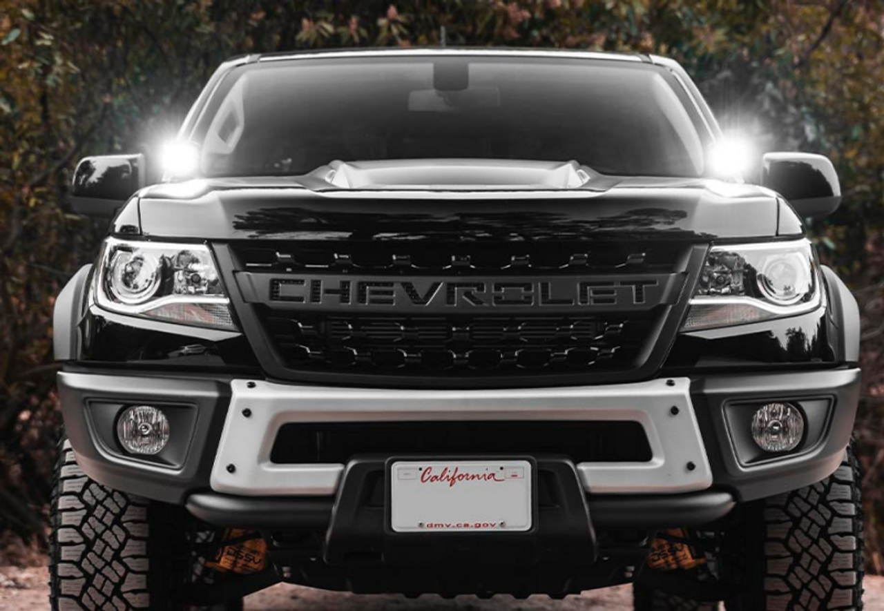 Cali Raised 15-22 Chevy Colorado Low Profile Ditch Light Brackets Kit - 2 3.5 Inch Round Cannon Pod - CR2908