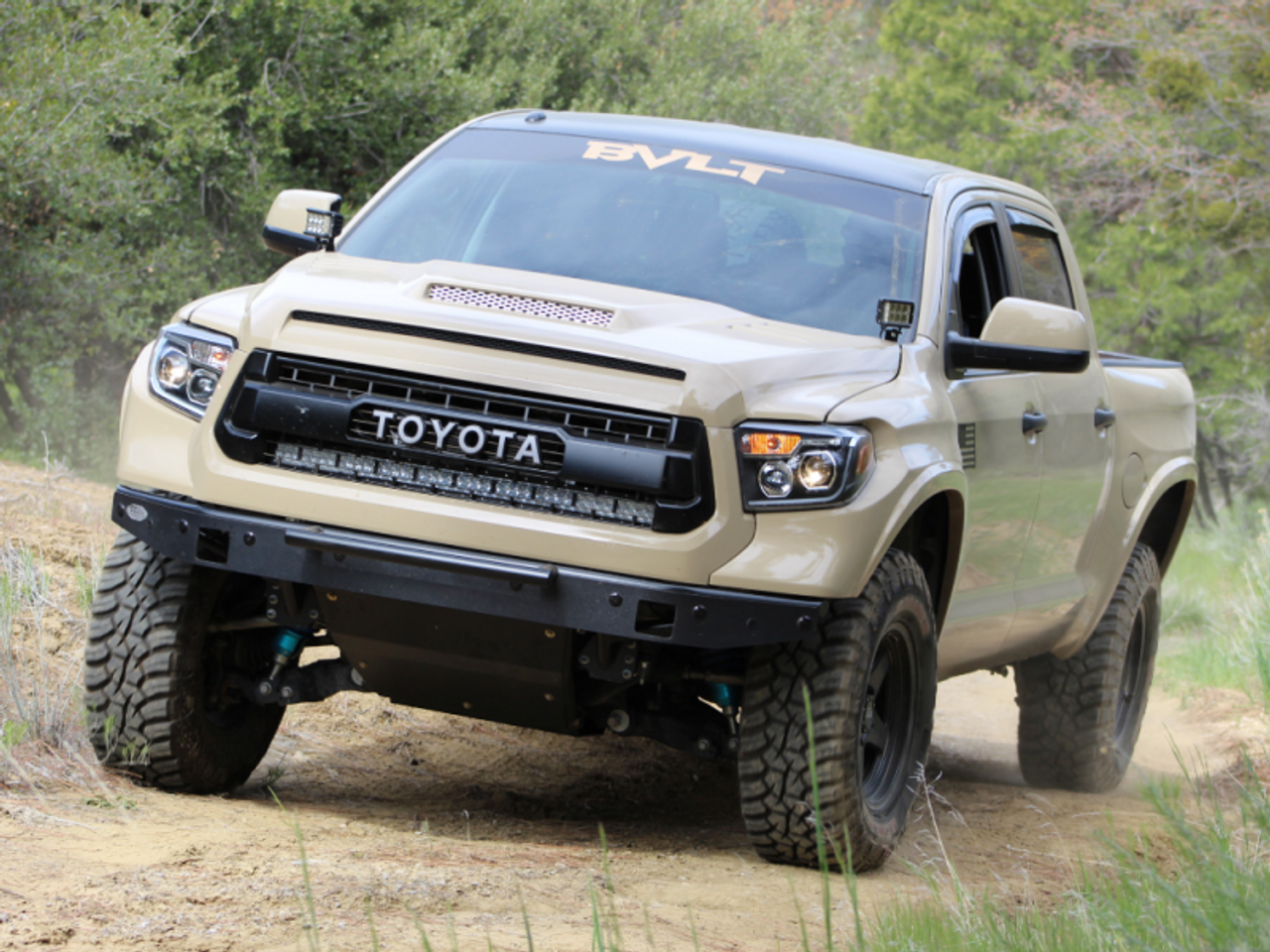 Cali Raised 14-21 Toyota Tundra 42 Hidden Grille Curved Led Light Bar Brackets Kit - No One Light B - CR3145