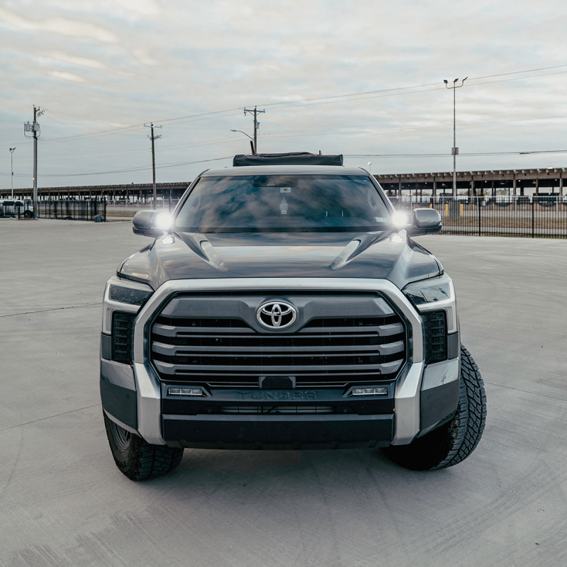 Cali Raised 2022+ Toyota Tundra Low Profile Ditch Light Brackets Kit - Round Cannon Pods Switch - CR3884