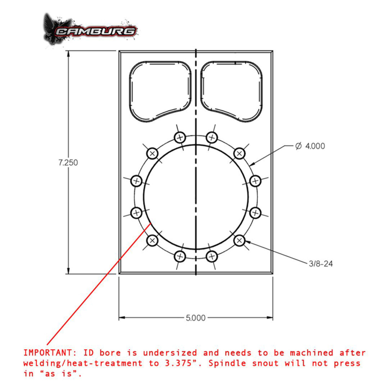Camburg 4130 TT Bolt-on Spindle Snout Block - CAM-010061