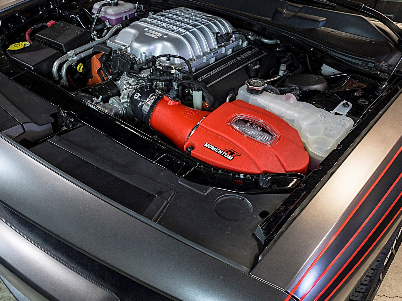 aFe Power Momentum GT Cold Air Intake System in Raising Hell Red w/ Pro DRY S Filter - 15-16 Hellcat Charger / Challenger