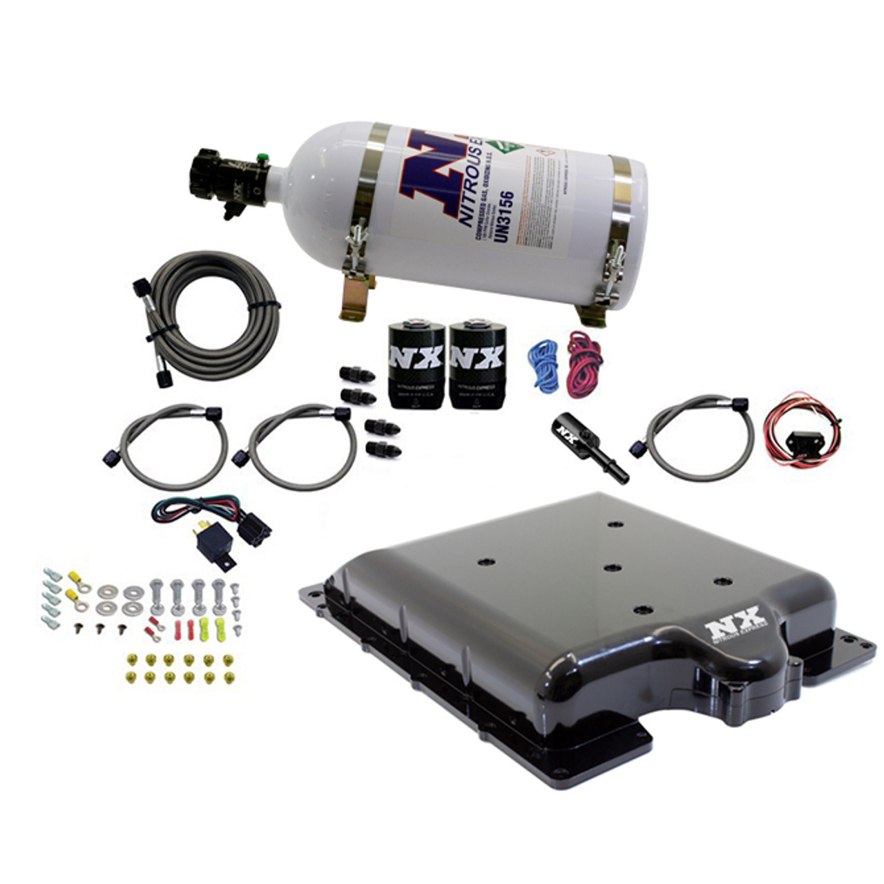 Nitrous Express Billet Supercharger Lid with Nitrous Kit (100-400HP) 15lb Bottle - Hellcat / TRX / Trackhawk
