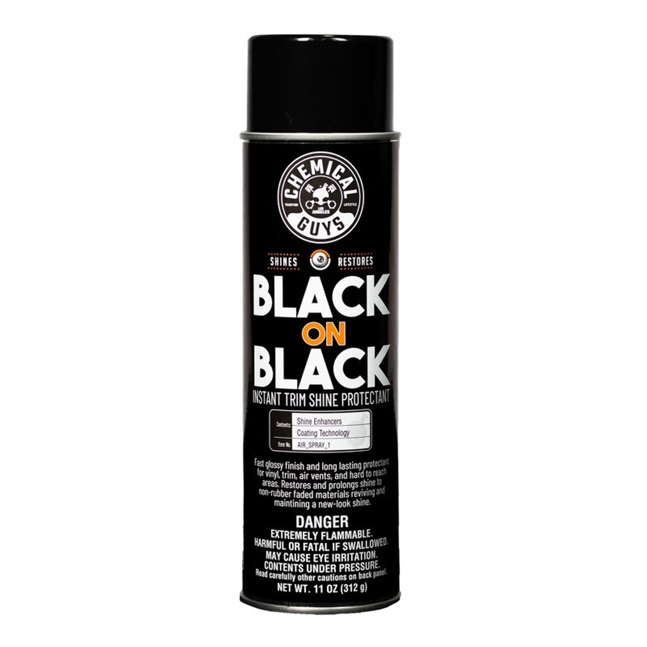 Chemical Guys Black on Black Instant Trim Shine Spray Dressing - 11oz (Aerosol) - AIR_SPRAY_1