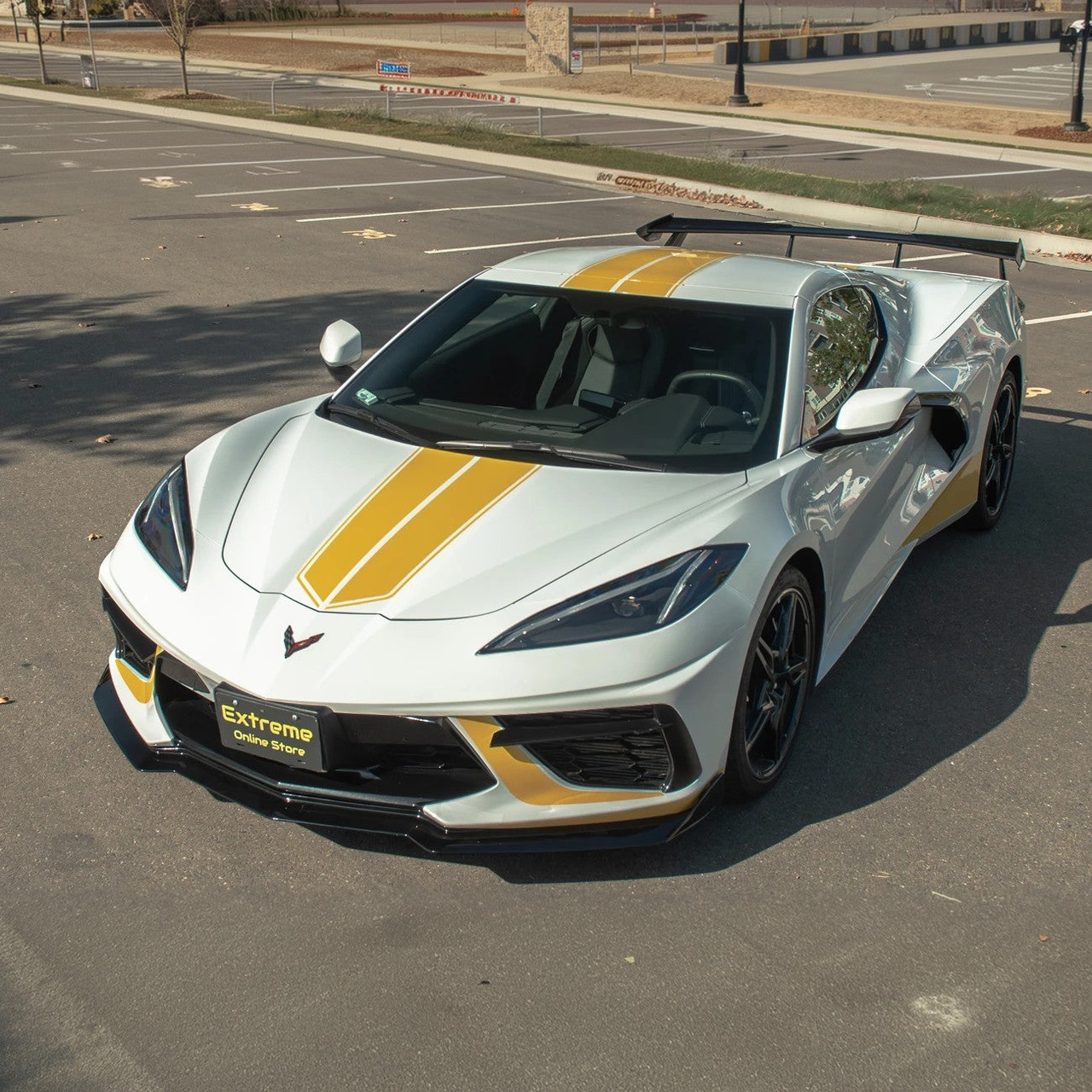 EOS 5VM Carbon Flash Metallic Front Splitter -1 Piece - C8 Corvette (FLIP-350-V2-FRP)