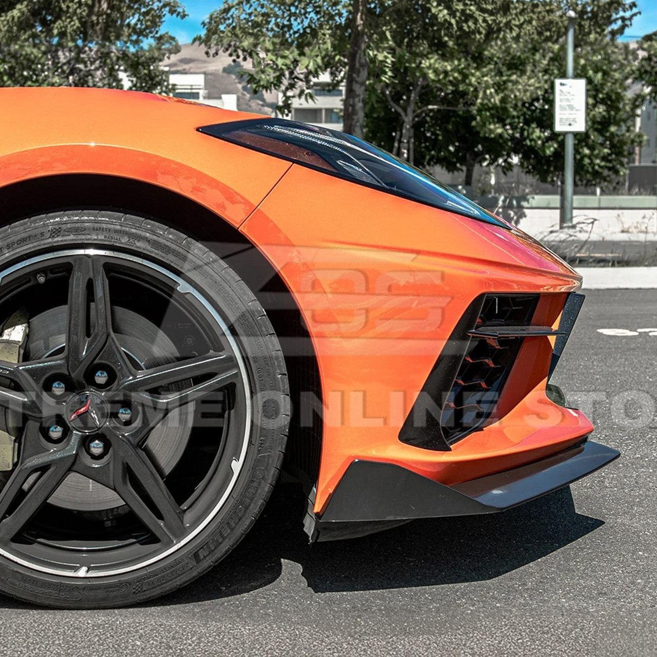 EOS 5VM Style Front Splitter 2 Piece - Matte Black - C8 Corvette (FLIP-276-ABS)