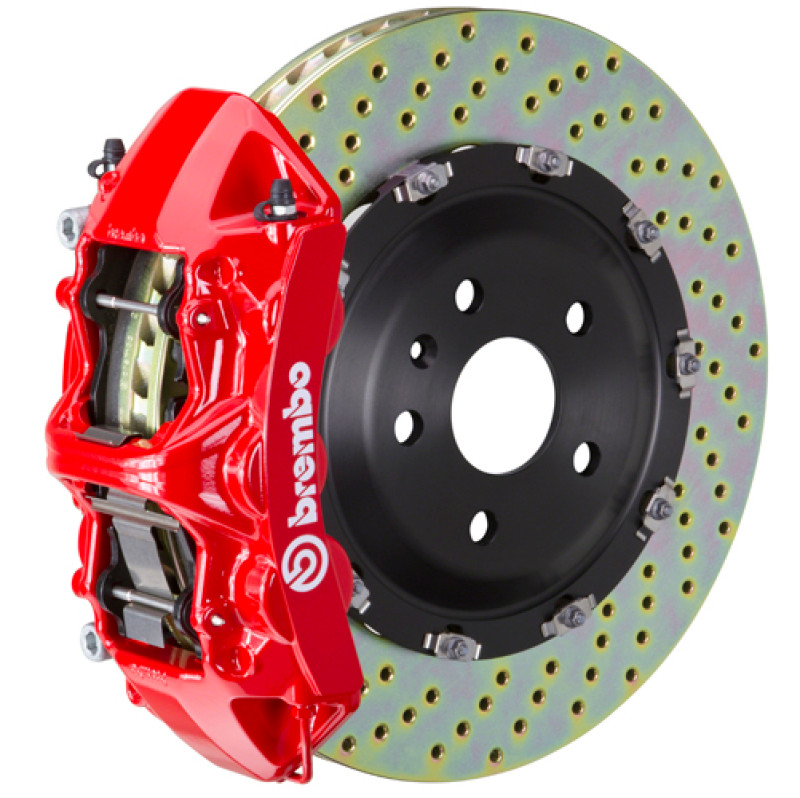 Brembo 18+ Model 3 AWD/18+ Model 3 RWD Front GT BBK 6 Piston Cast 365x34 2pc Rotor Drilled-Red - 1N1.8519A2