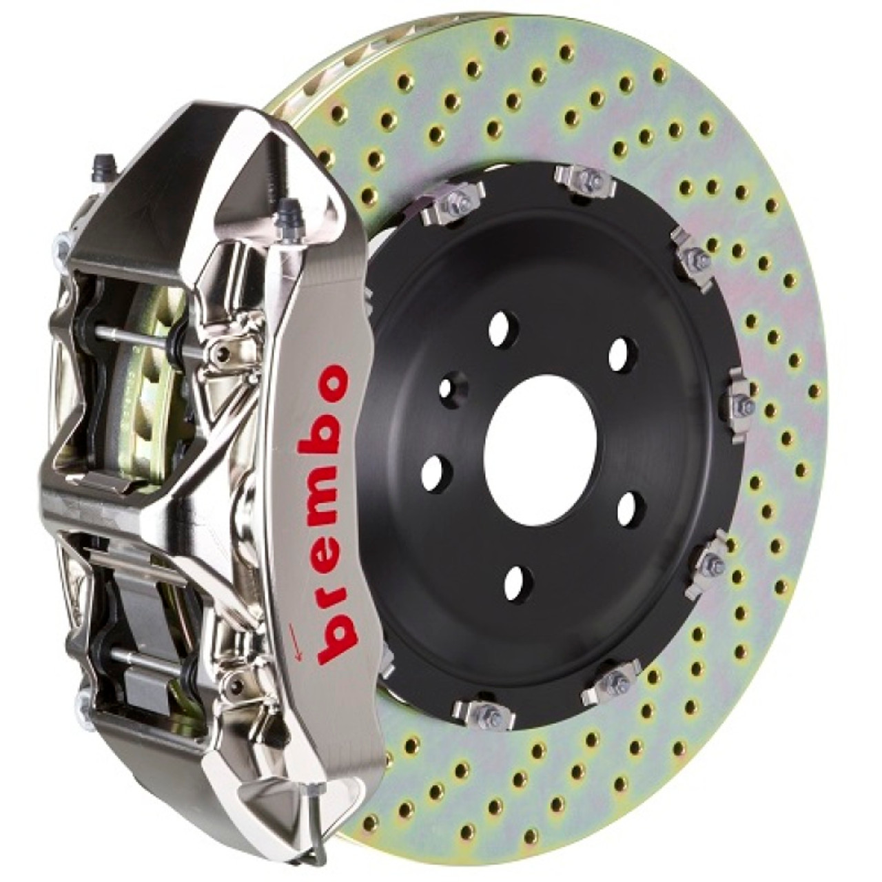 Brembo 15-19 Golf R Front GTR BBK 6 Piston Billet 380x34 2pc Rotor Drilled- Nickel - 1N1.9055AR