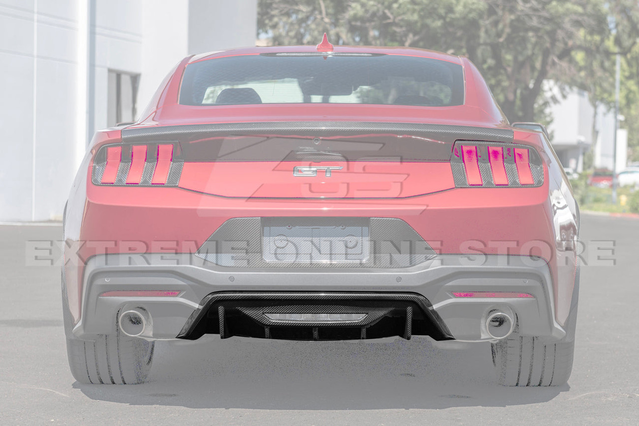 EOS Rear Bumper Diffuser Finned - Carbon Fiber - 2024+ Mustang