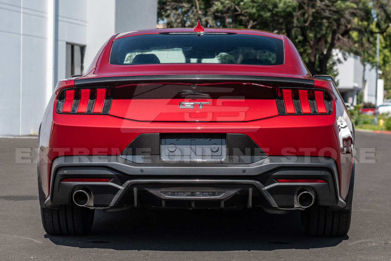 EOS Rear Bumper Diffuser Finned - Carbon Fiber - 2024+ Mustang