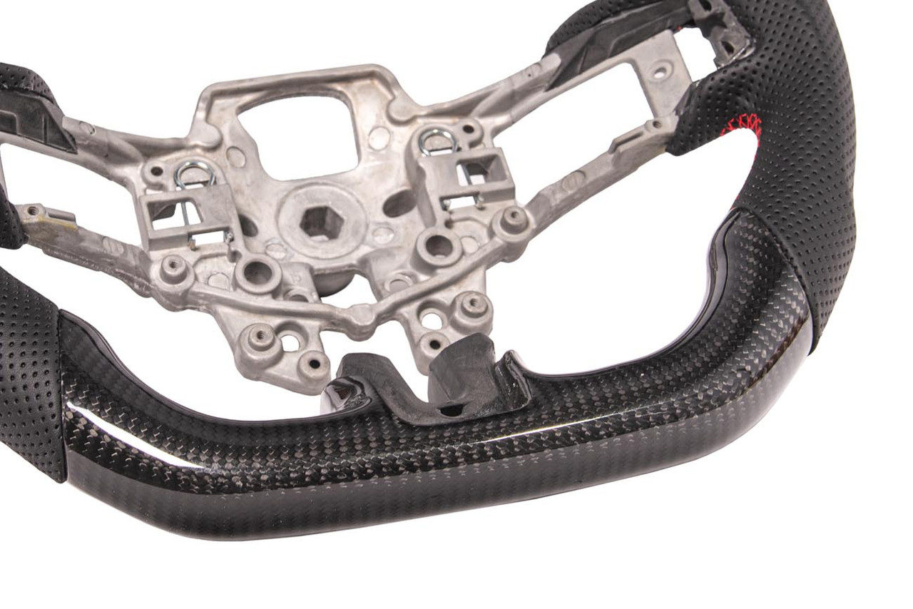 EOS Carbon Fiber Steering Wheel w. Perforated Leather w/o Button Cover - 15-17 Mustang S550