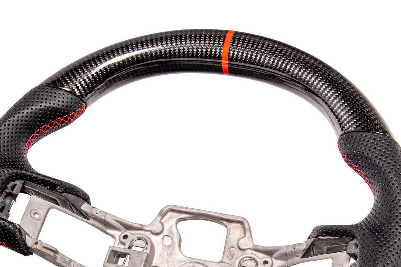 EOS Carbon Fiber Steering Wheel w. Perforated Leather w/o Button Cover - 15-17 Mustang S550