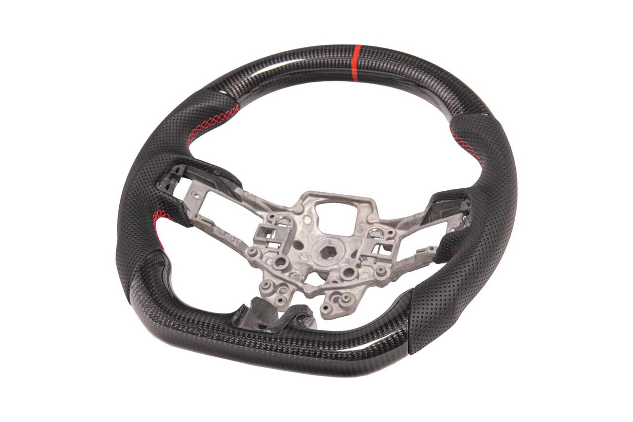 EOS Carbon Fiber Steering Wheel w. Perforated Leather w/o Button Cover - 15-17 Mustang S550