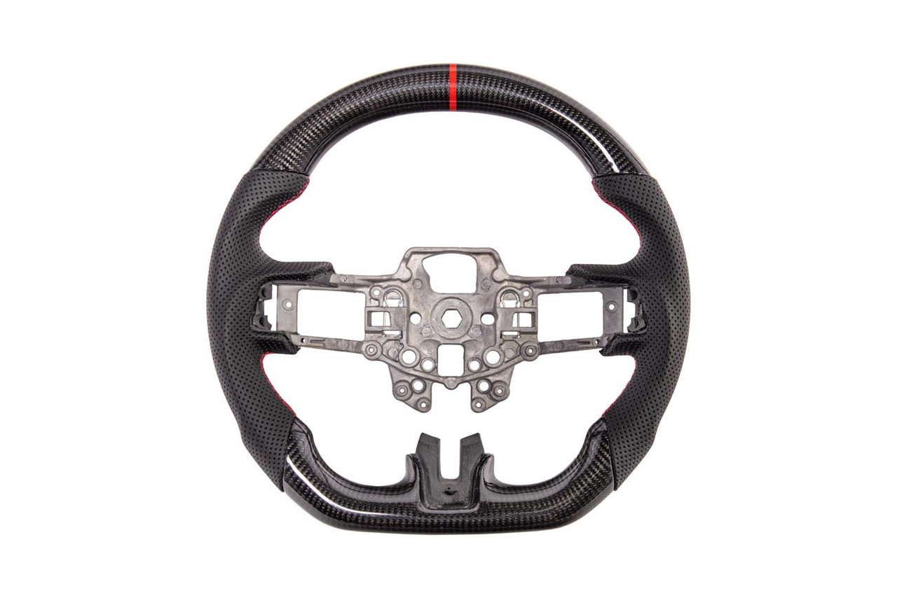 EOS Carbon Fiber Steering Wheel w. Perforated Leather w/o Button Cover - 15-17 Mustang S550