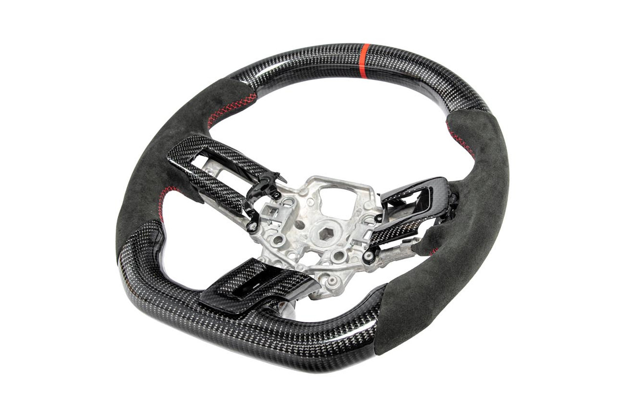EOS Carbon Fiber Steering Wheel w. Alcantara w. Button Cover - 15-17 Mustang S550