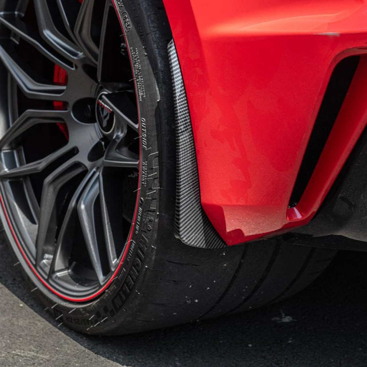 EOS Extended Splash Guards - Rear - HydroDip Carbon - C8 Corvette Z06
