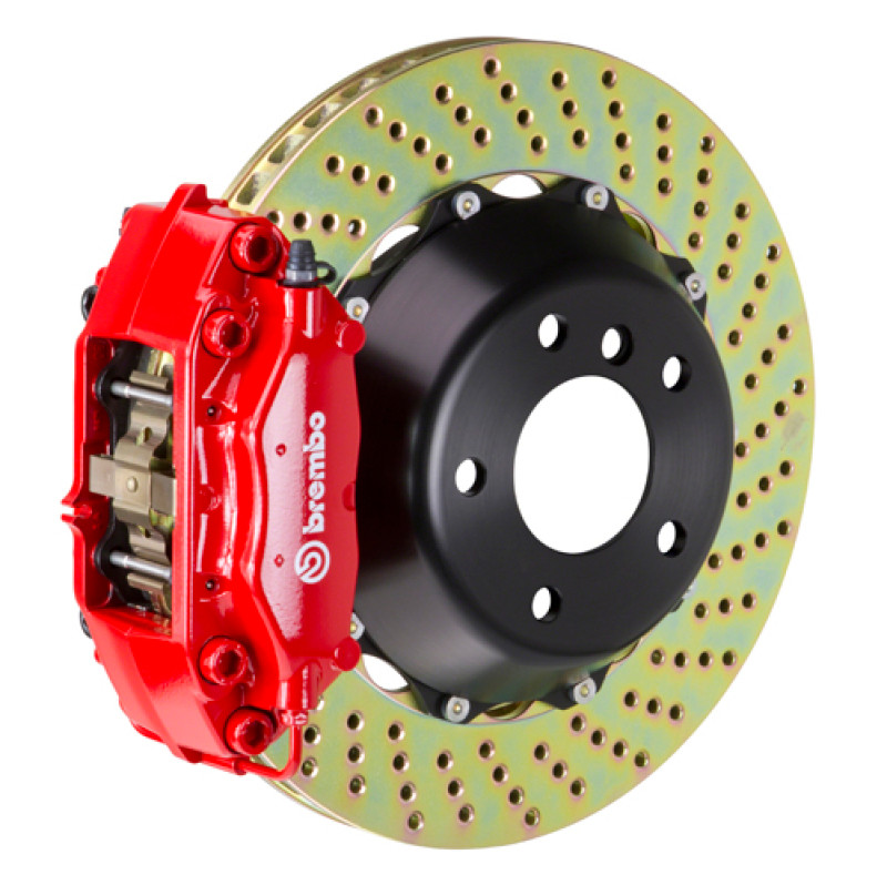 Brembo 99-04 996 Rear GT BBK 4 Piston Cast 2pc 345x28 2pc Rotor Drilled-Red - 2C1.8007A2