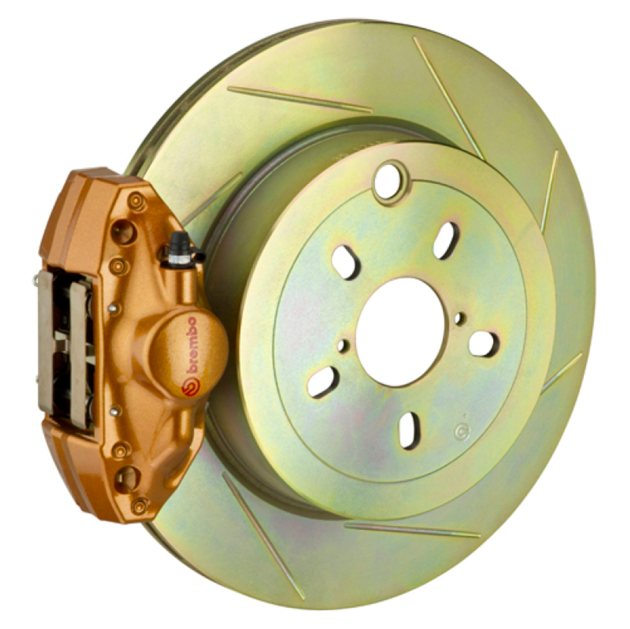 Brembo 02-07 Impreza/WRX Rear GT BBK 2 Piston Cast 2pc 316 x20 1pc Rotor Slotted Type1 - Gold - 2E5.5001A4