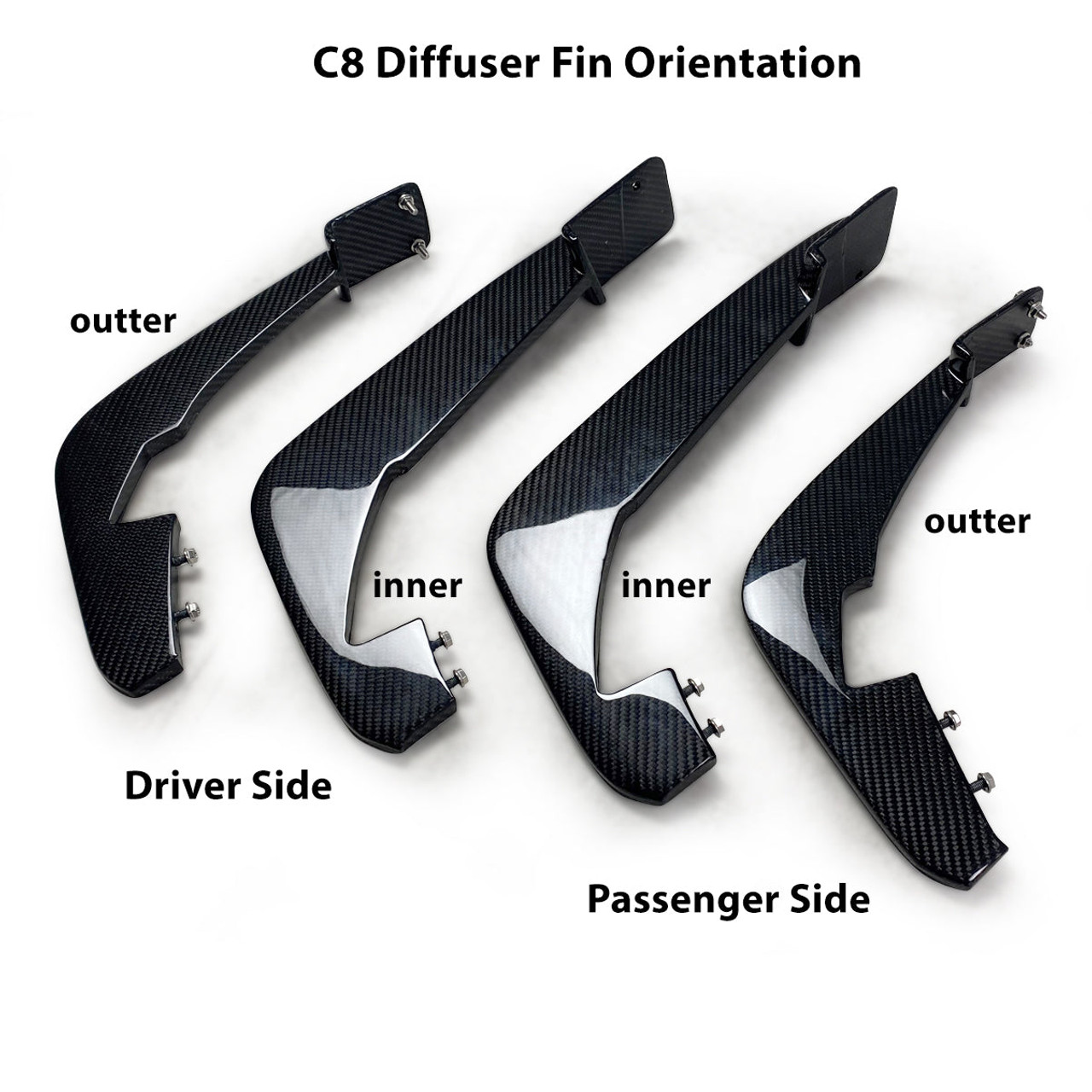 Anderson Composites Carbon Fiber Rear Diffuser Fins - C8 Corvette Stingray