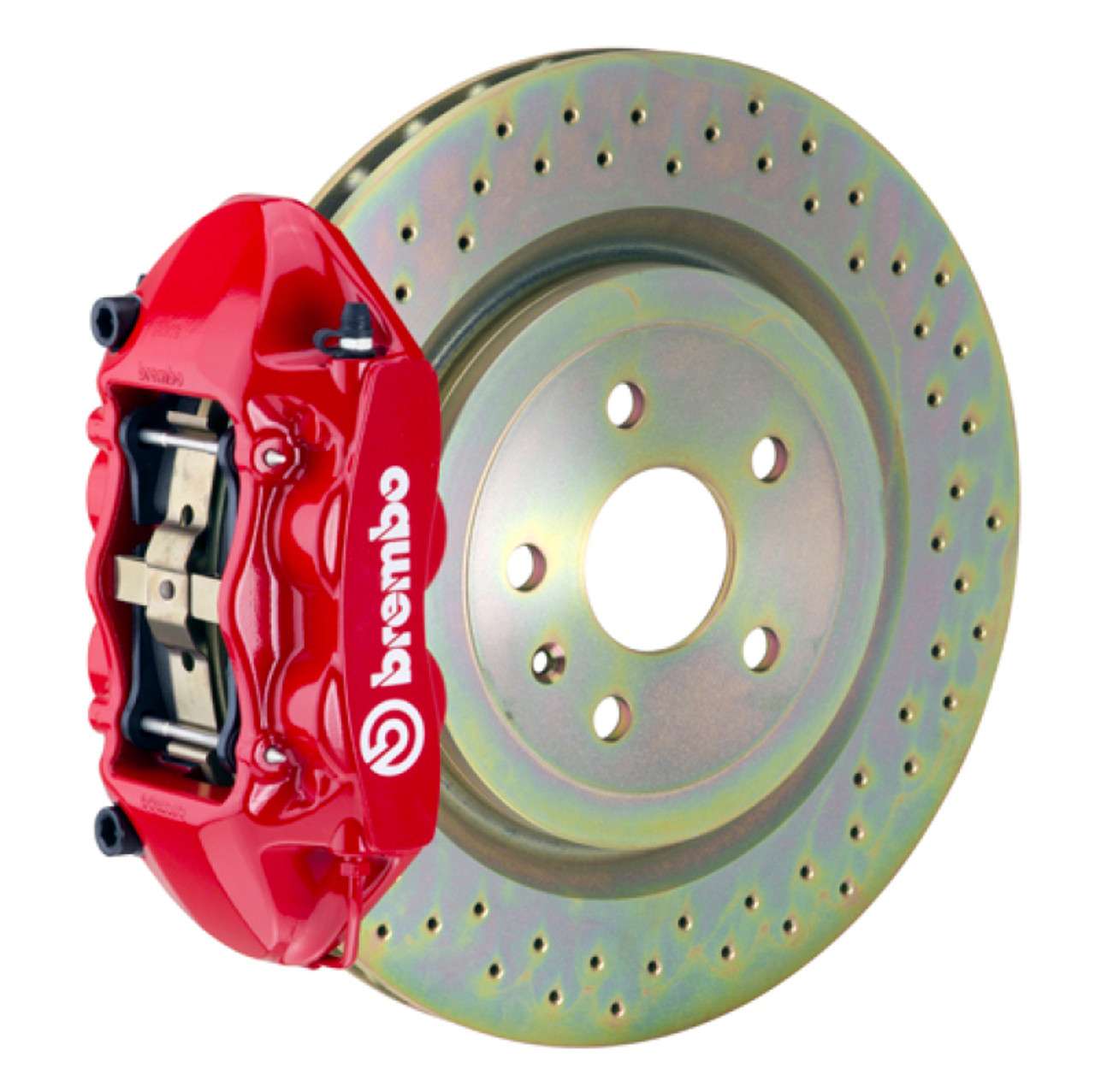 Brembo 10-15 Camaro V6 Rear GT BBK 4 Piston Cast 365x28 1pc Rotor Drilled-Red - 2P4.8001A2