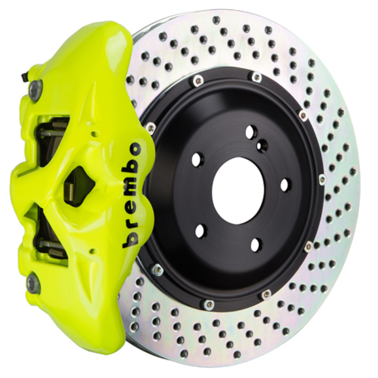 Brembo 07-13 X5 Rear GT BBK 4 Piston Cast 380x28 2pc Rotor Drilled-Fluo. Yellow - 2S1.9001A7