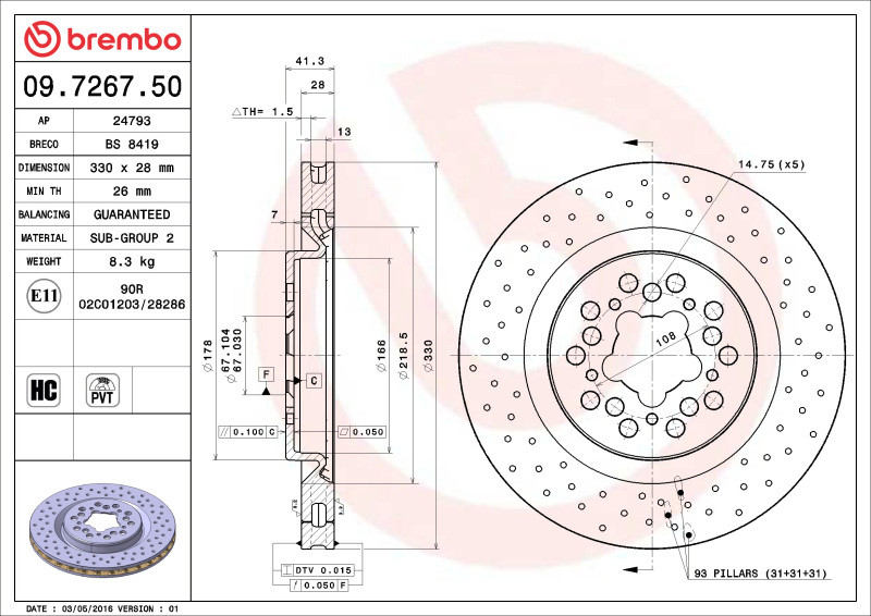 Brembo OE 00-04 Ferrari 360 Drilled Standard Brake Disc - 09.7267.50 User 1