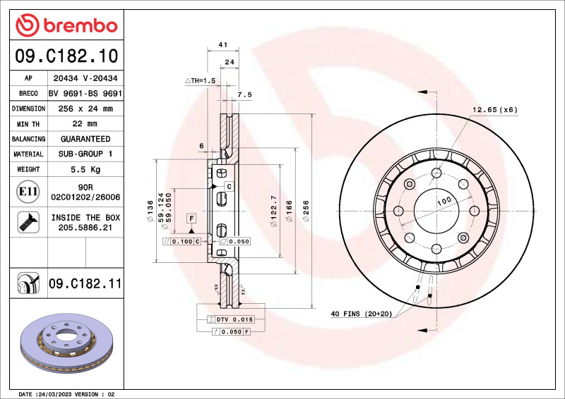 Brembo OE 09-10 Pontiac G3/2009 G3 Wave/05-08 Wave/05-07 Wave5 Standard Brake Disc - Front - 09.C182.10 User 1