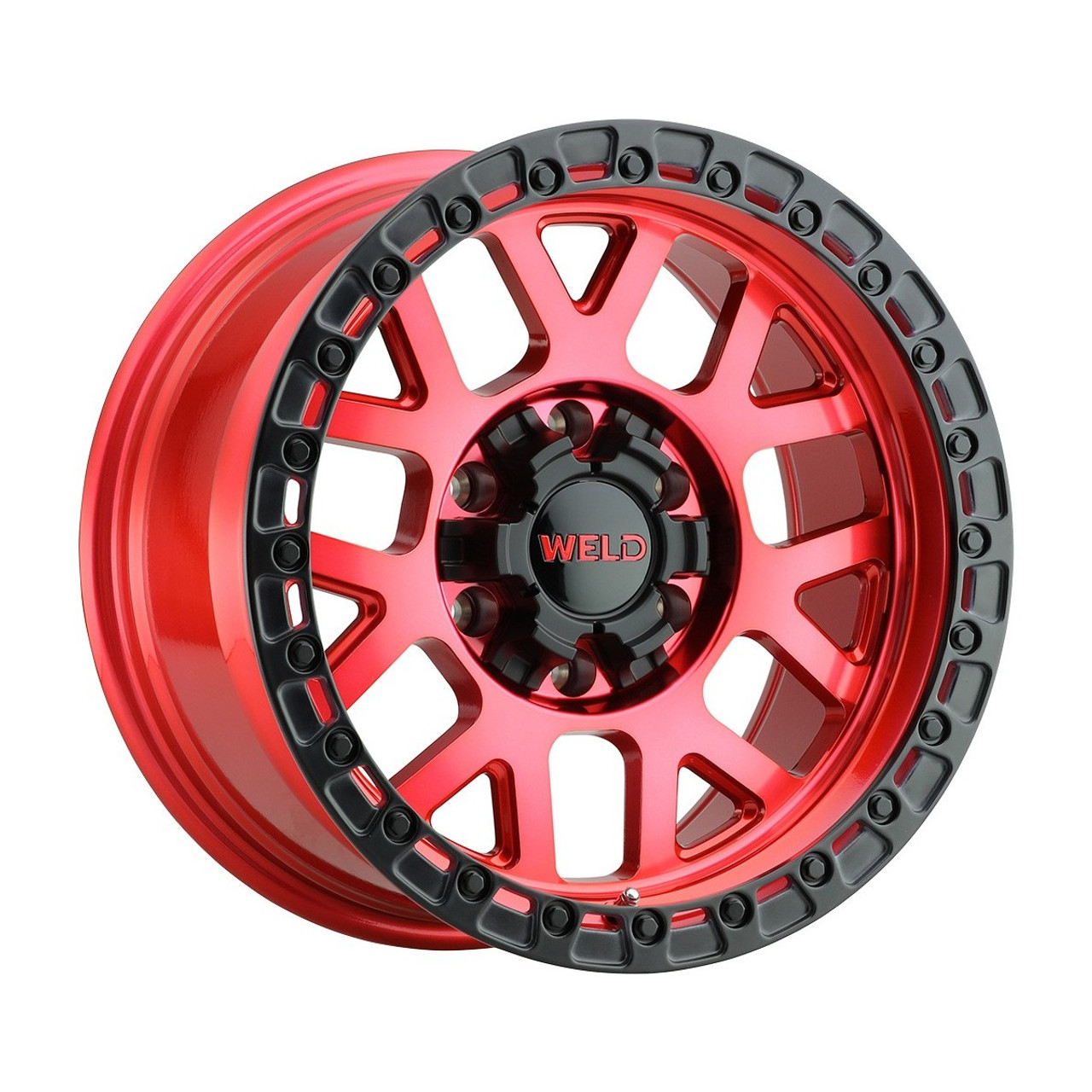 Weld Cinch W133 Wheel 17x9 / 6x135 / -12 Offset / Candy Red w. Satin Black Ring