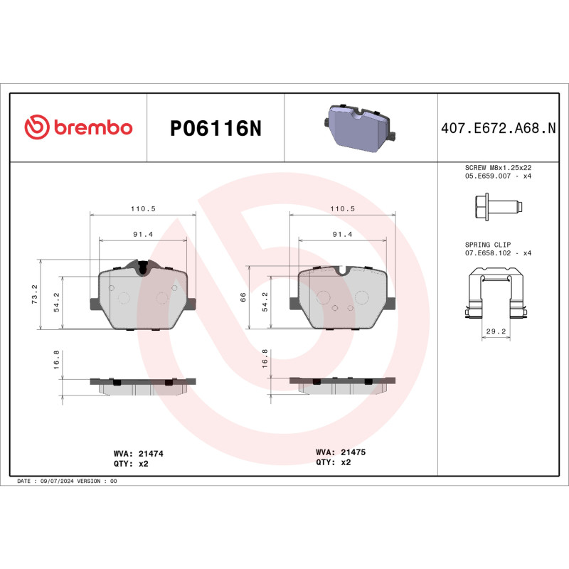 Brembo OE 20-23 BMW M340i/19-23 Z4/20-24 Toyota GR Supra PRIME Ceramic Brake Pad - Rear - P06116N User 1