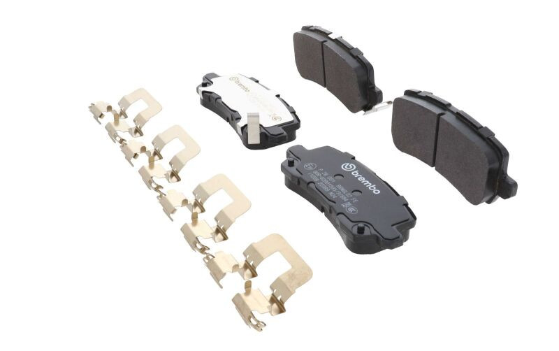Brembo OE 17-20 Acura MDX/14-20 RLX/15-20 TLX/18-24 Honda Odyssey PRIME Low-Met Brake Pad - Rear - P28091 Photo - Close Up