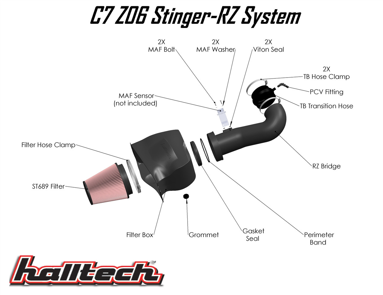 Halltech Stinger-RZ Cold Air Intake Kit - C7 Corvette Z06