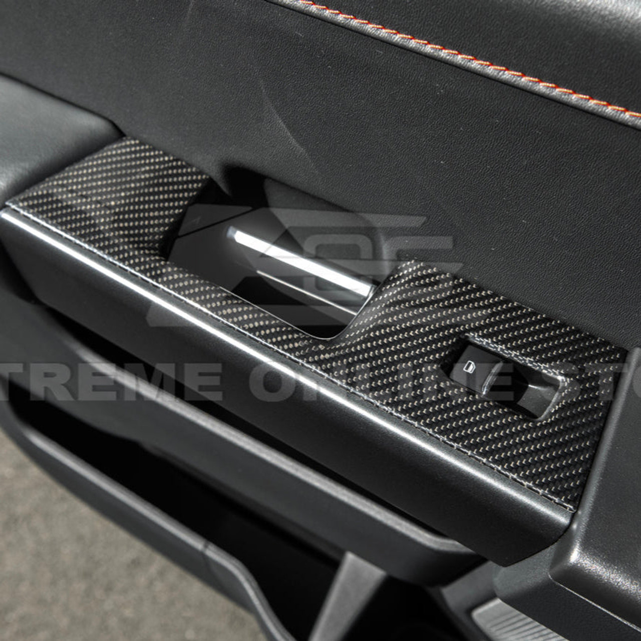 EOS Carbon Fiber Window Switch Covers Rear - 2021+ Ford F-150 & Raptor (VENT-1003-BKCF)