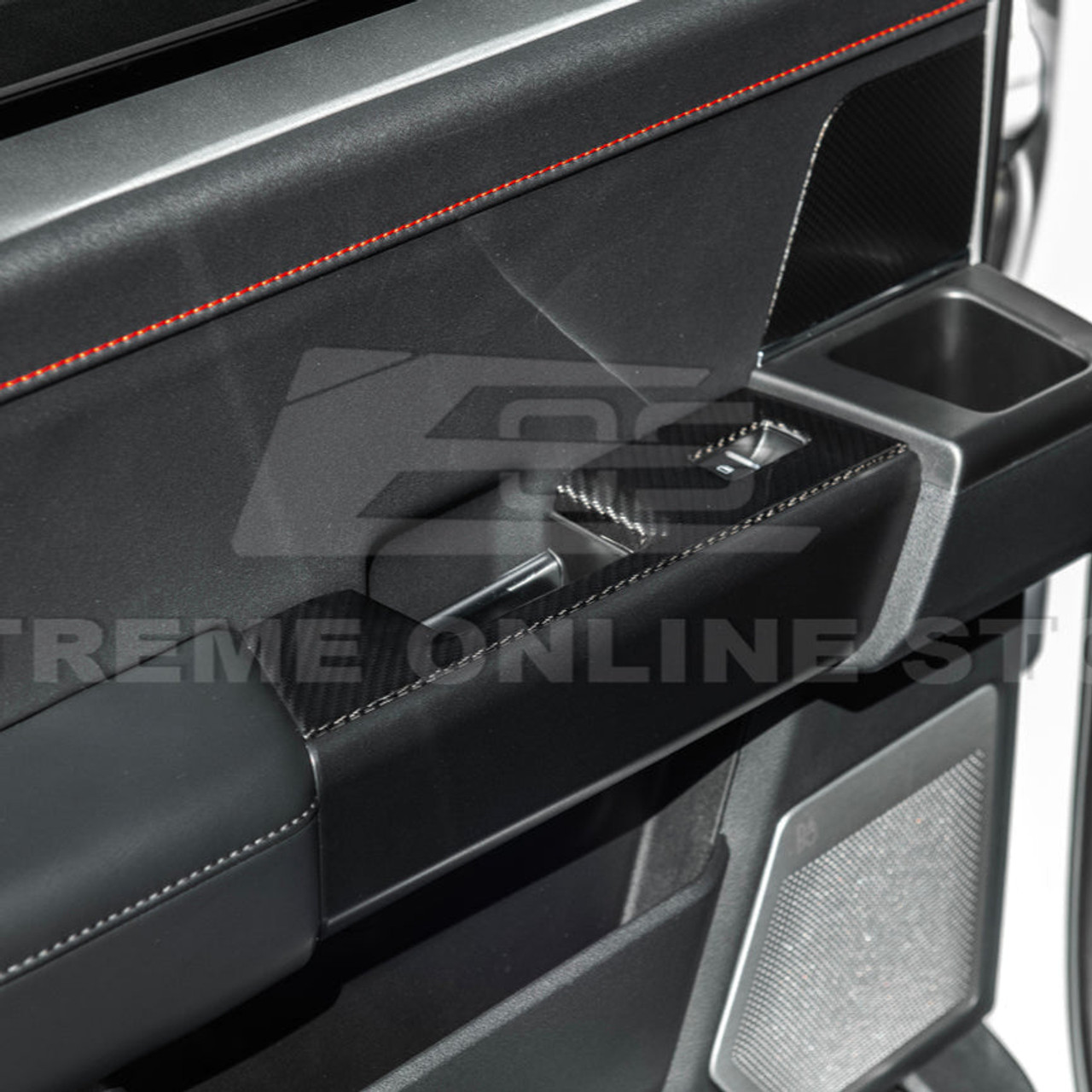 EOS Carbon Fiber Window Switch Covers Rear - 2021+ Ford F-150 & Raptor (VENT-1003-BKCF)