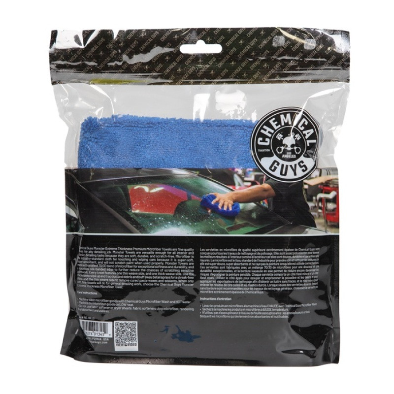 Chemical Guys Monster Extreme Thickness Premium Microfiber Towel - 16in x 16in - Blue - 3 Pack - MIC110003 User 1
