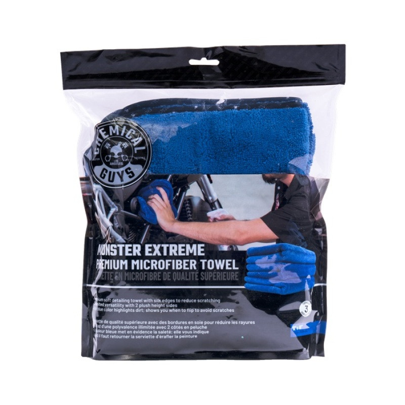Chemical Guys Monster Extreme Thickness Premium Microfiber Towel - 16in x 16in - Blue - 3 Pack - MIC110003 User 1