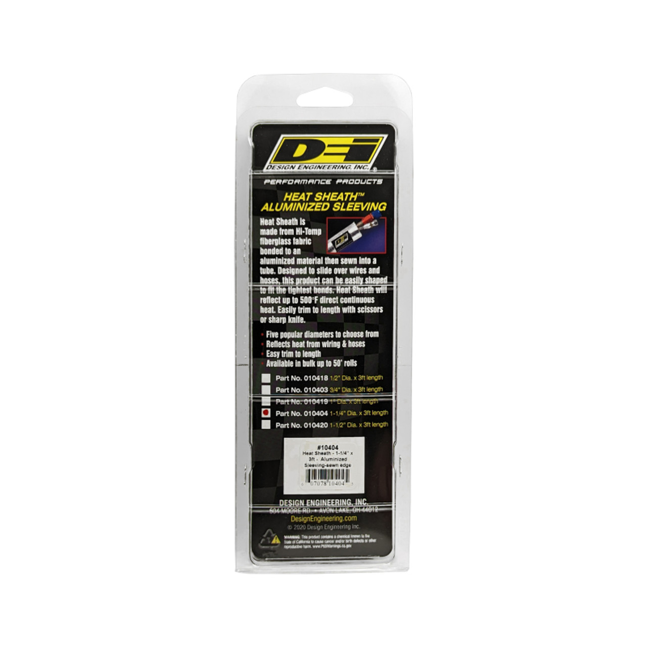 DEI Heat Sheath 1-1/4in I.D. x 3ft - Aluminized Sleeving - Sewn Edge - 10404