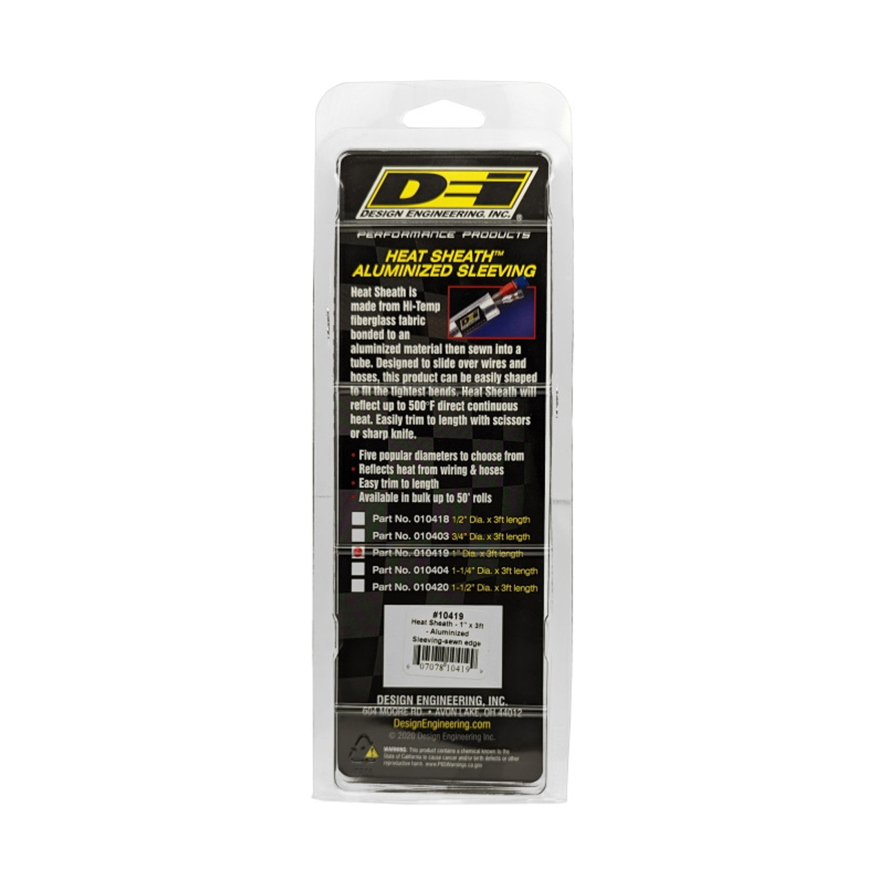 DEI Heat Sheath 1in x 3ft - Aluminized Sleeving - Sewn Edge - 10419
