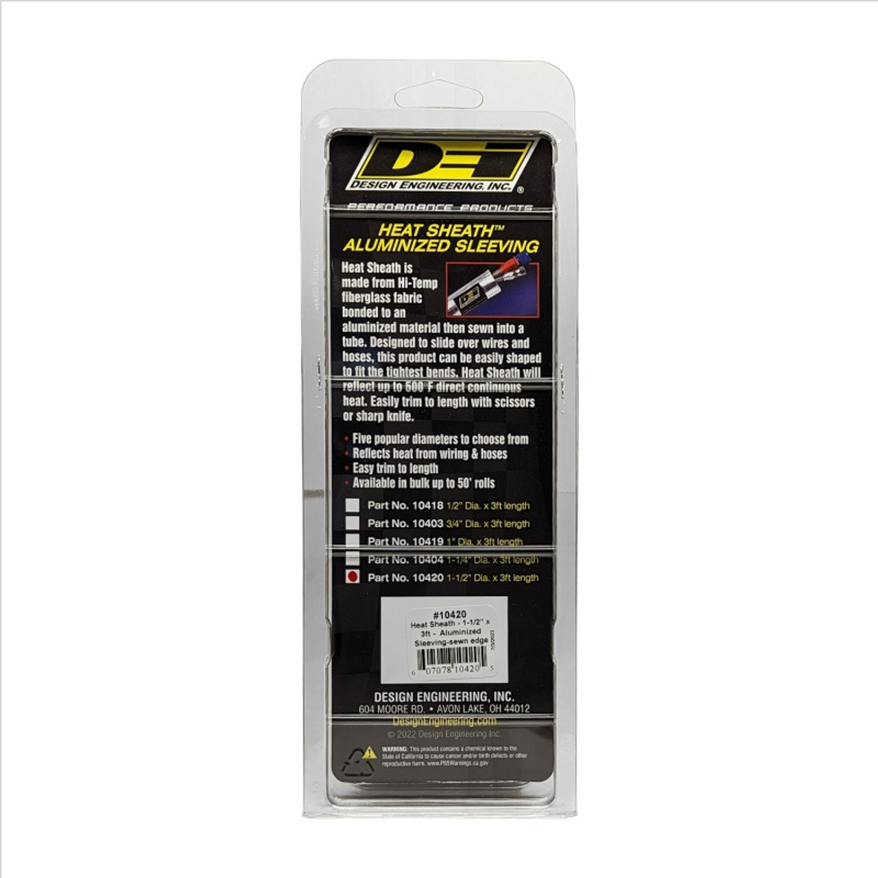 DEI Heat Sheath 1-1/2in I.D. x 3ft - Aluminized Sleeving - Sewn Edge - 10420